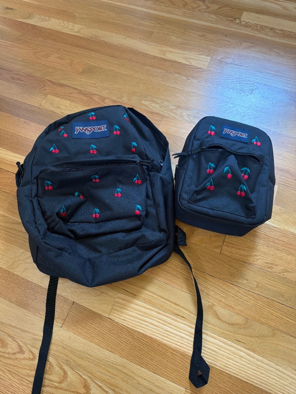 Jansport cherry backpack and lunch bag